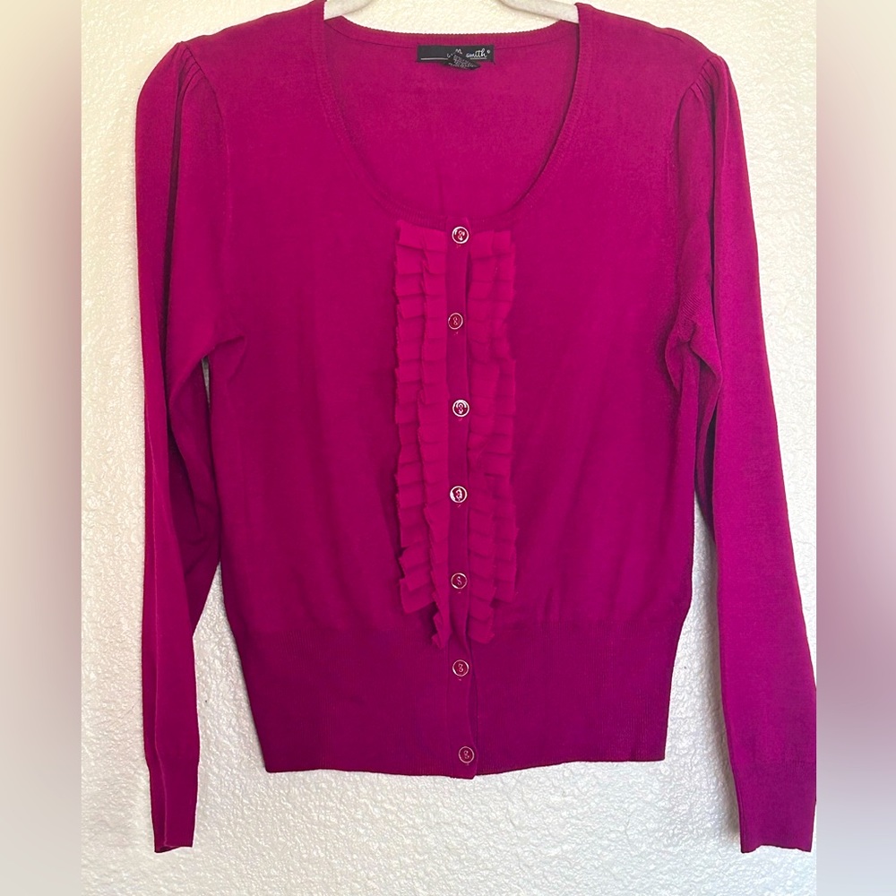 Willi Smith Fuchsia Button Down Sweater Sz. L